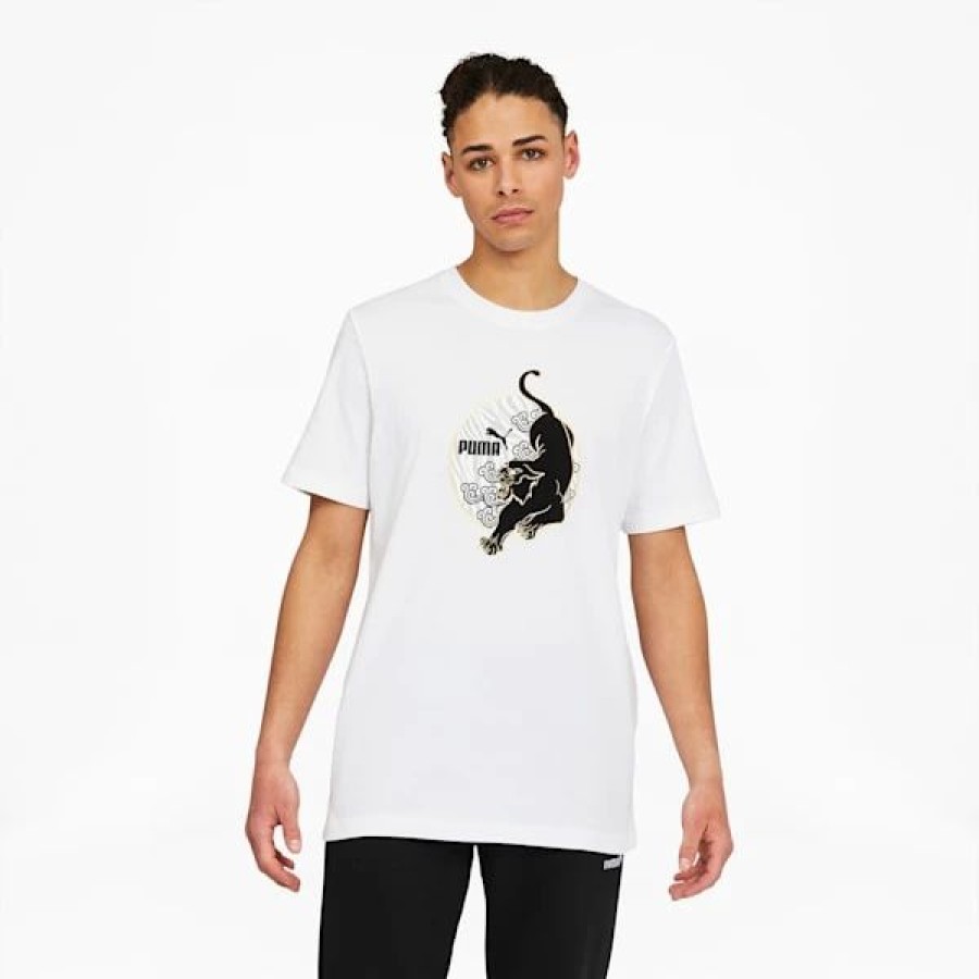 Clothing * | Cat Circle Men'S Graphic Tee Puma White