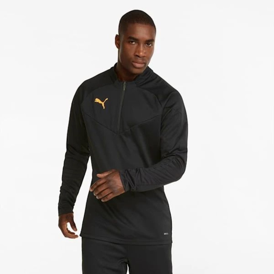 Clothing * | Individualfinal Training Quarter-Zip Men'S Soccer Jacket Puma Black-Neon Citrus