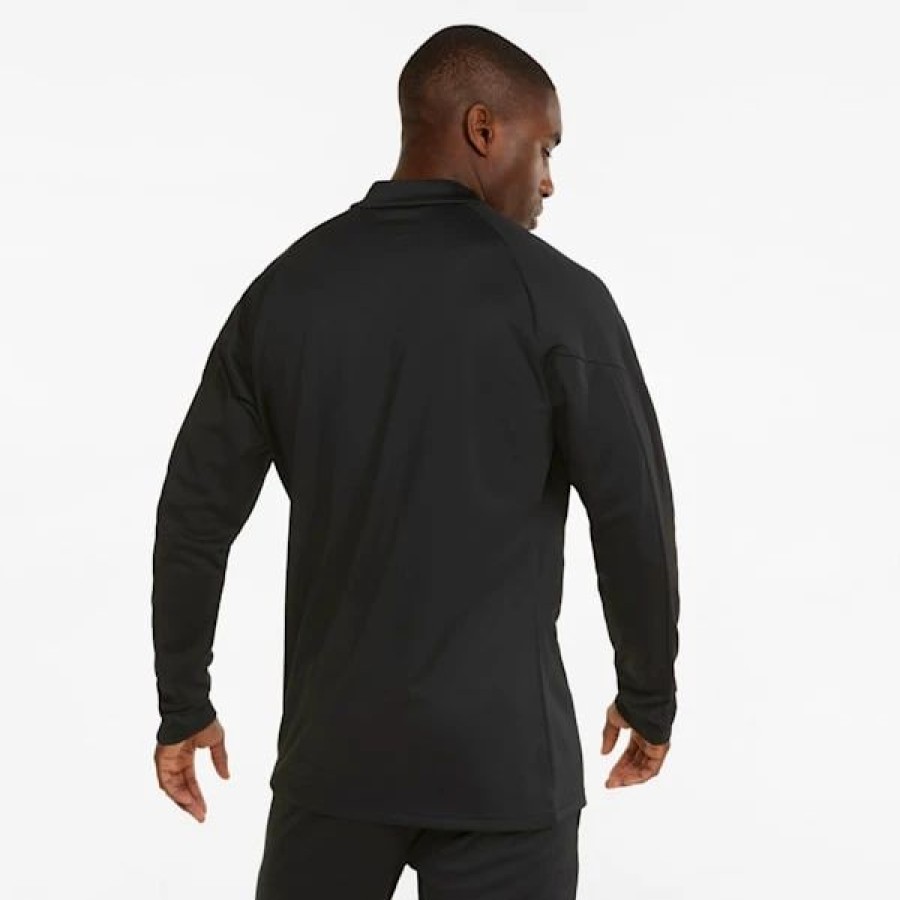 Clothing * | Individualfinal Training Quarter-Zip Men'S Soccer Jacket Puma Black-Neon Citrus