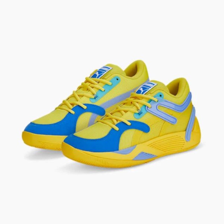 Shoes * | Puma Trc Blaze Court Basketball Shoes Vibrant Yellow-Elektro Purple