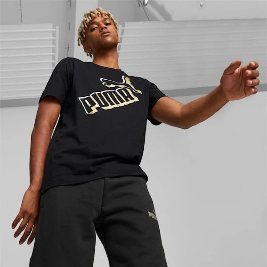 Clothing * | Essentials+ Men'S Big Logo Tee Puma Black