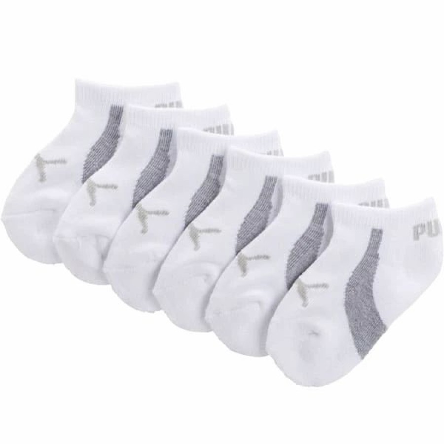 Accessories * | Puma Infant Boys' Terry No Show Socks (6 Pack) White / Grey