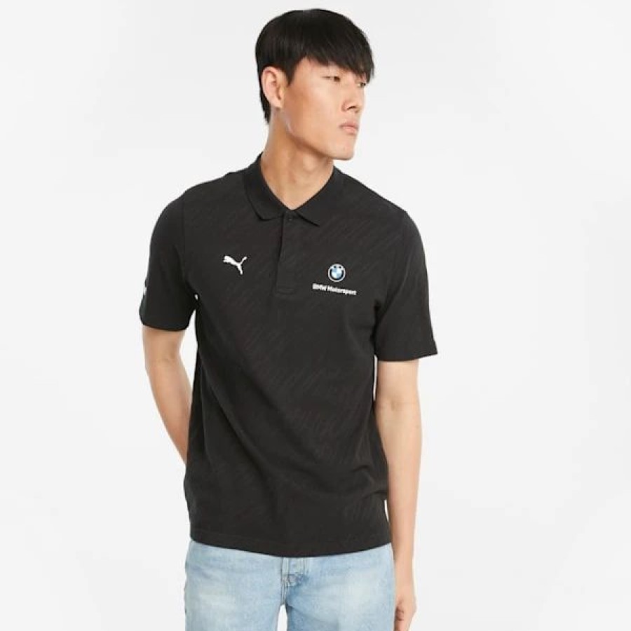 Sports * | Bmw M Motorsport Jacquard Men'S Polo Shirt Puma Black