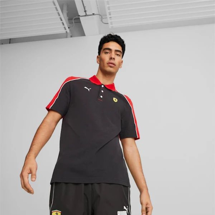 Sports * | Scuderia Ferrari Men'S Polo Shirt Puma Black