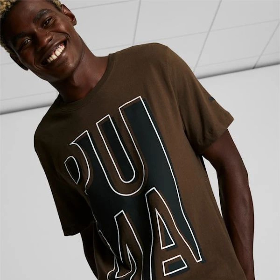 Clothing * | Puma Outside The Box Men'S Logo Tee Deep Olive