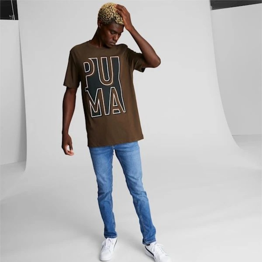 Clothing * | Puma Outside The Box Men'S Logo Tee Deep Olive