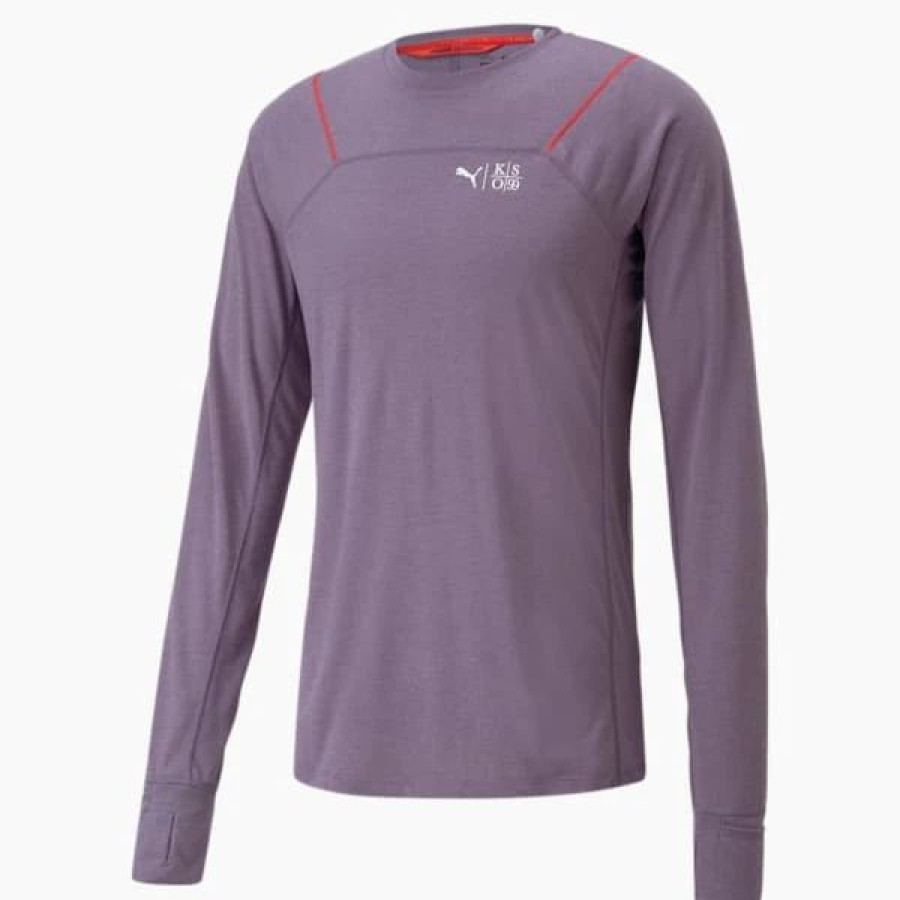 Sports * | Puma X Kso Seasons Men'S Wool Long Sleeve Running Top Purple Charcoal Heather