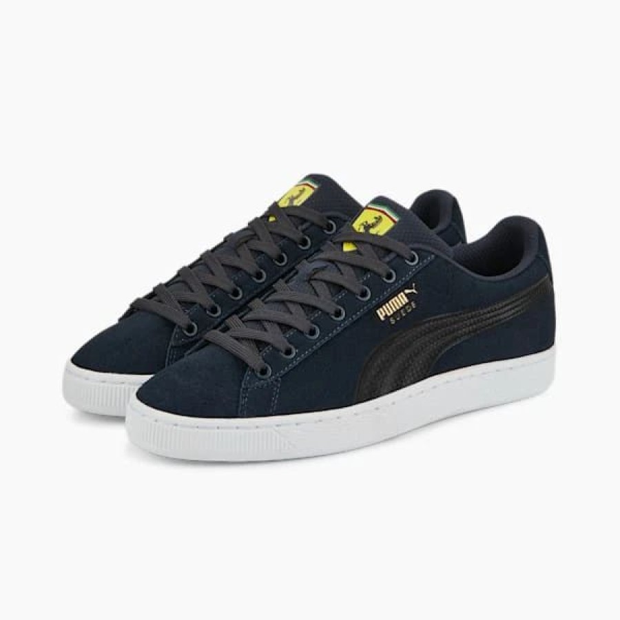 Shoes * | Scuderia Ferrari Shield Suede Men'S Motorsport Shoes Parisian Night-Puma Black-Puma White