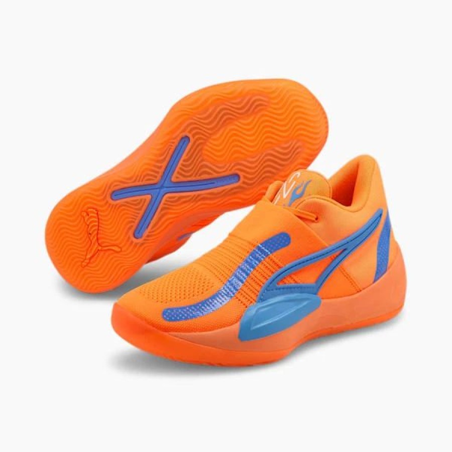 Shoes * | Neymar Jr Rise Nitro Basketball Shoes Ultra Orange-Blue Glimmer-Puma White