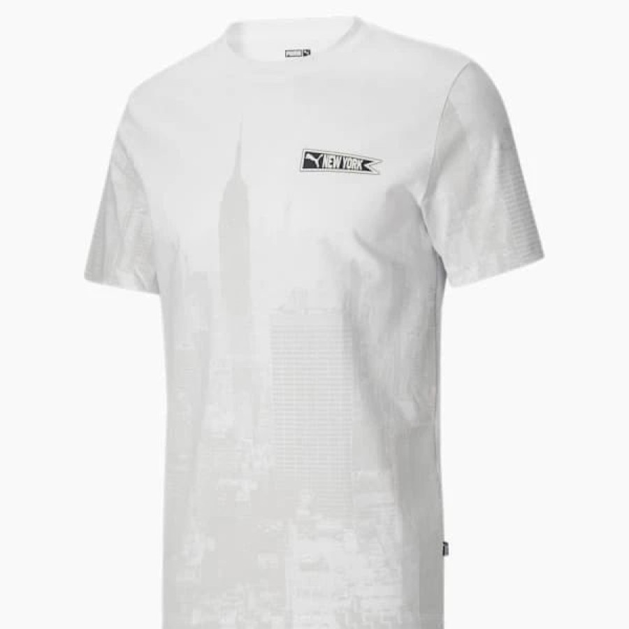 Clothing * | Puma Nyc Skyline Aop Men'S Tee Puma White